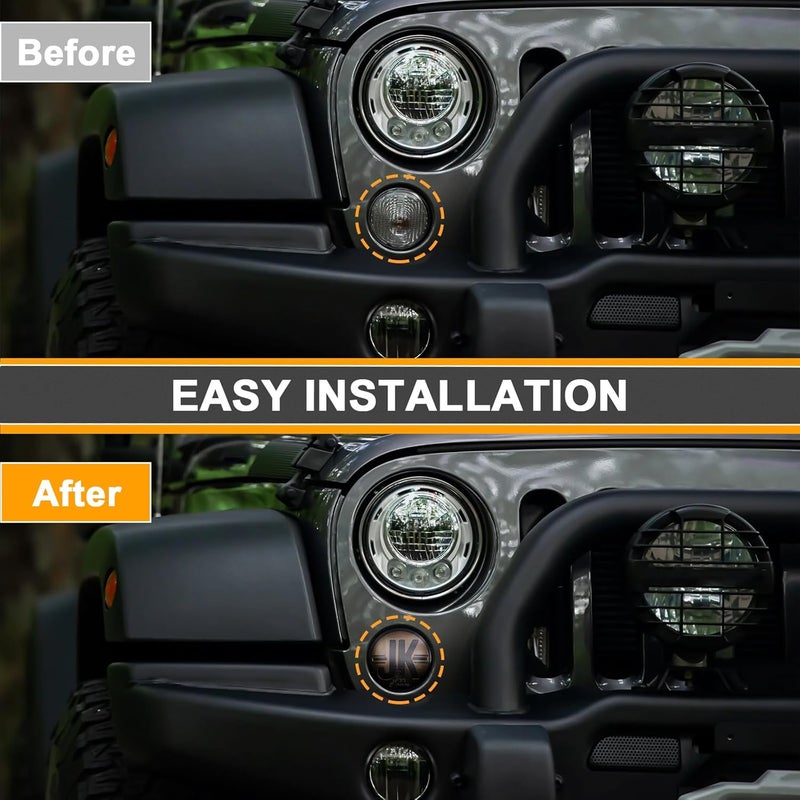 Aexploer LED Turn Signal Lights Compatible with Wrangler JK JKU 2007-2018,Turn Signal&Parking Lights,2024 NEW,Favorite of Off-Road Enthusiasts for JK,White&Yellow Light (Smoked Lens) - Image 2
